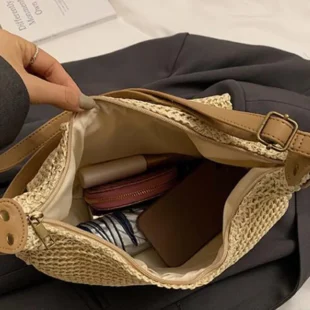 Alternative view of Sac bandoulière effet liège avec poche avant - Taupe / Finitions