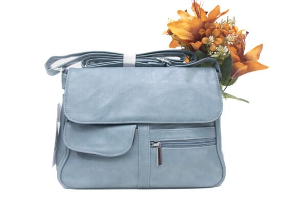 Sac bandoulière à 6 compartiments - Bleu pastel