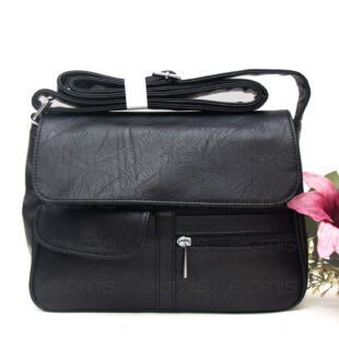 Sac bandoulière à 6 compartiments - Noir