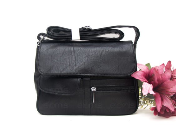 Sac bandoulière à 6 compartiments - Noir