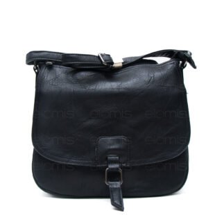 Sac bandoulière "Détails Argenté"  effet vintage avec boucle - Noir