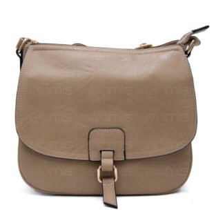 Sac bandoulière "Détails Doré"  effet vintage avec boucle - Taupe