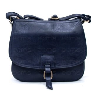 Sac bandoulière "Détails Doré"  effet vintage avec boucle - Bleu foncé