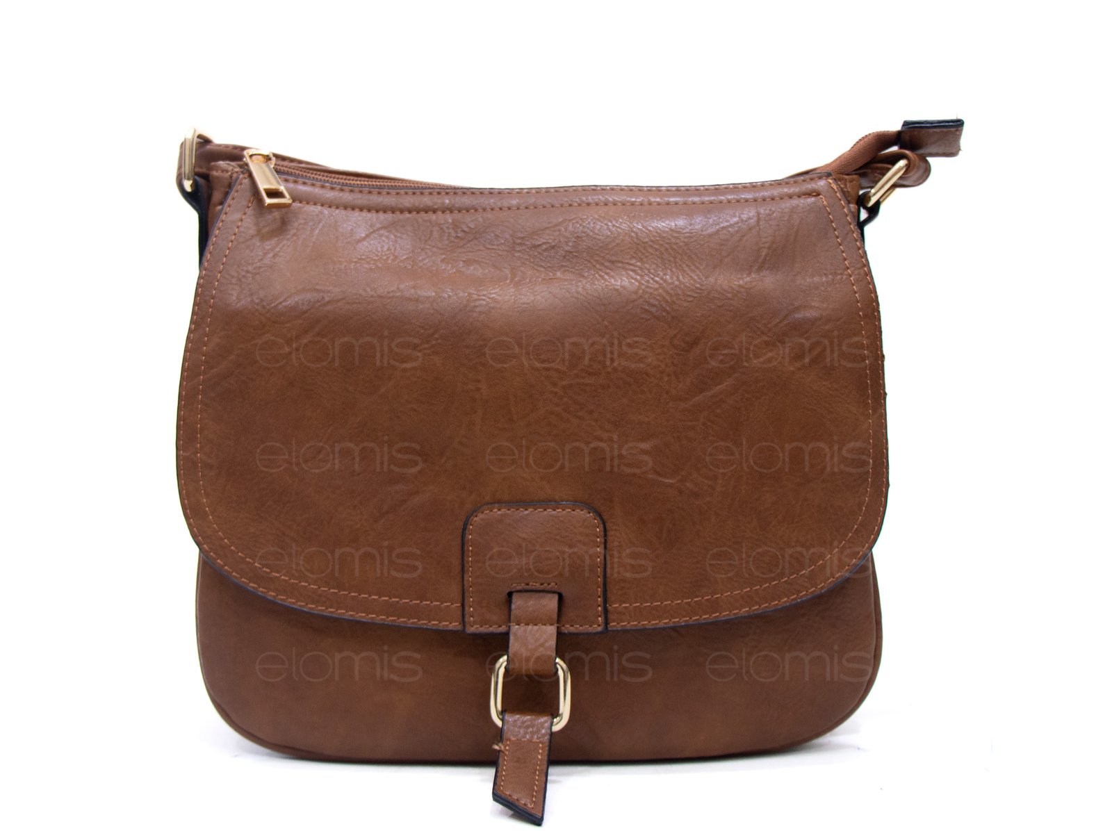 Sac bandoulière "Détails Doré" effet vintage avec boucle - Marron – Image 3