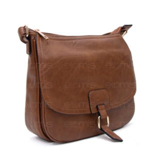 Alternative view of Sac bandoulière "Détails Doré"  effet vintage avec boucle - Marron