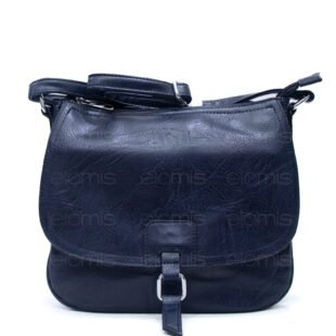 Sac bandoulière "Détails Argenté"  effet vintage avec boucle - Bleu foncé