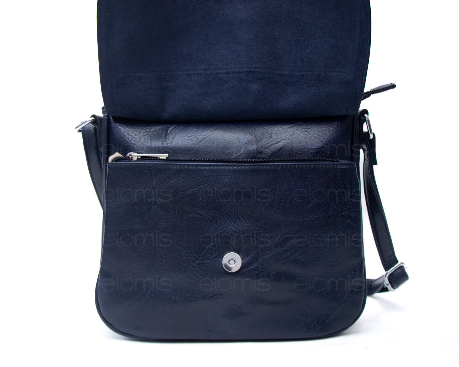 Sac bandoulière "Détails Argenté" effet vintage avec boucle - Bleu foncé – Image 4