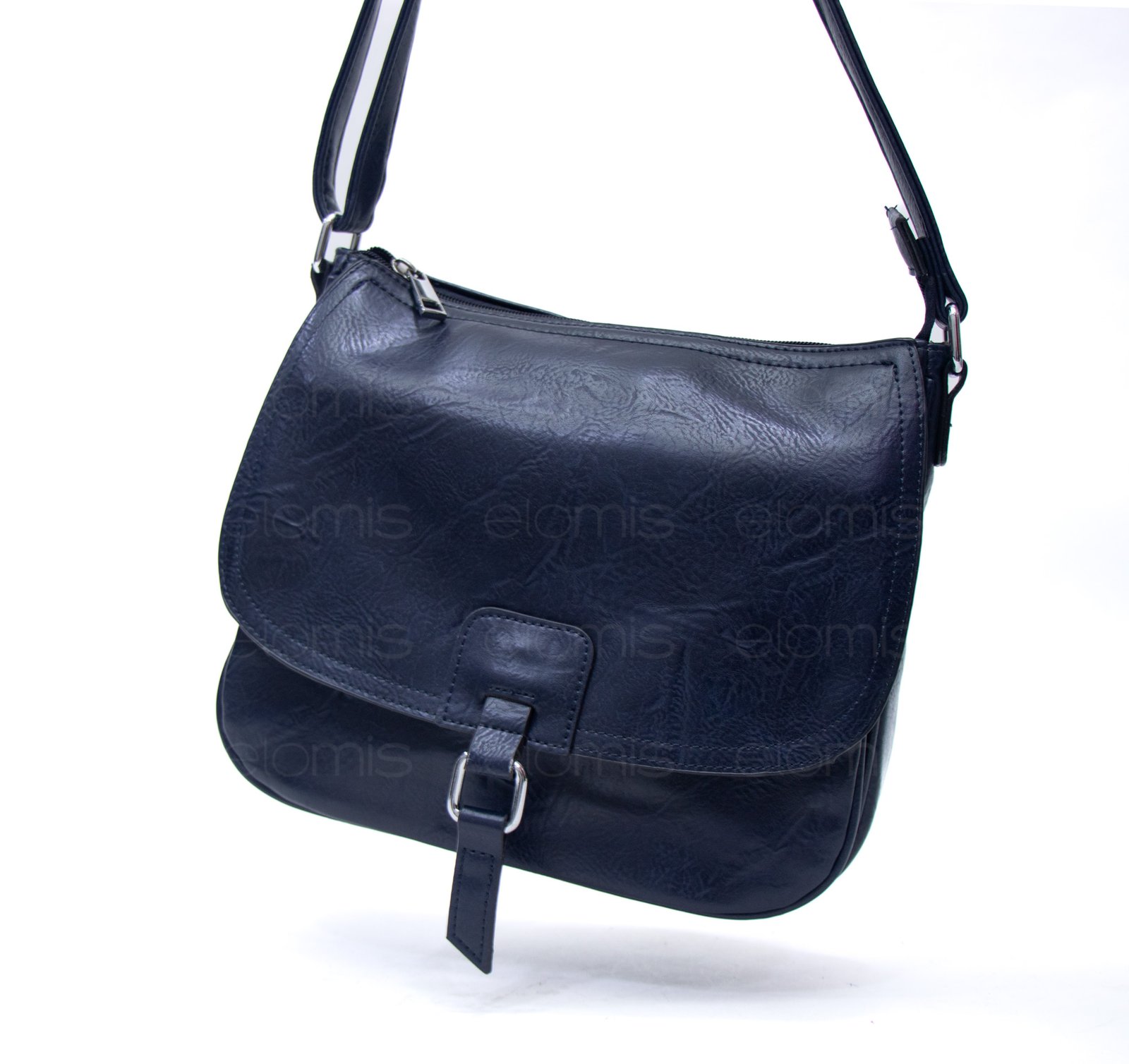 Sac bandoulière "Détails Argenté" effet vintage avec boucle - Bleu foncé – Image 3