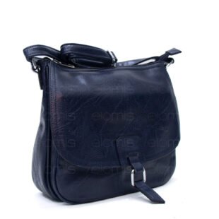 Alternative view of Sac bandoulière "Détails Argenté"  effet vintage avec boucle - Bleu foncé