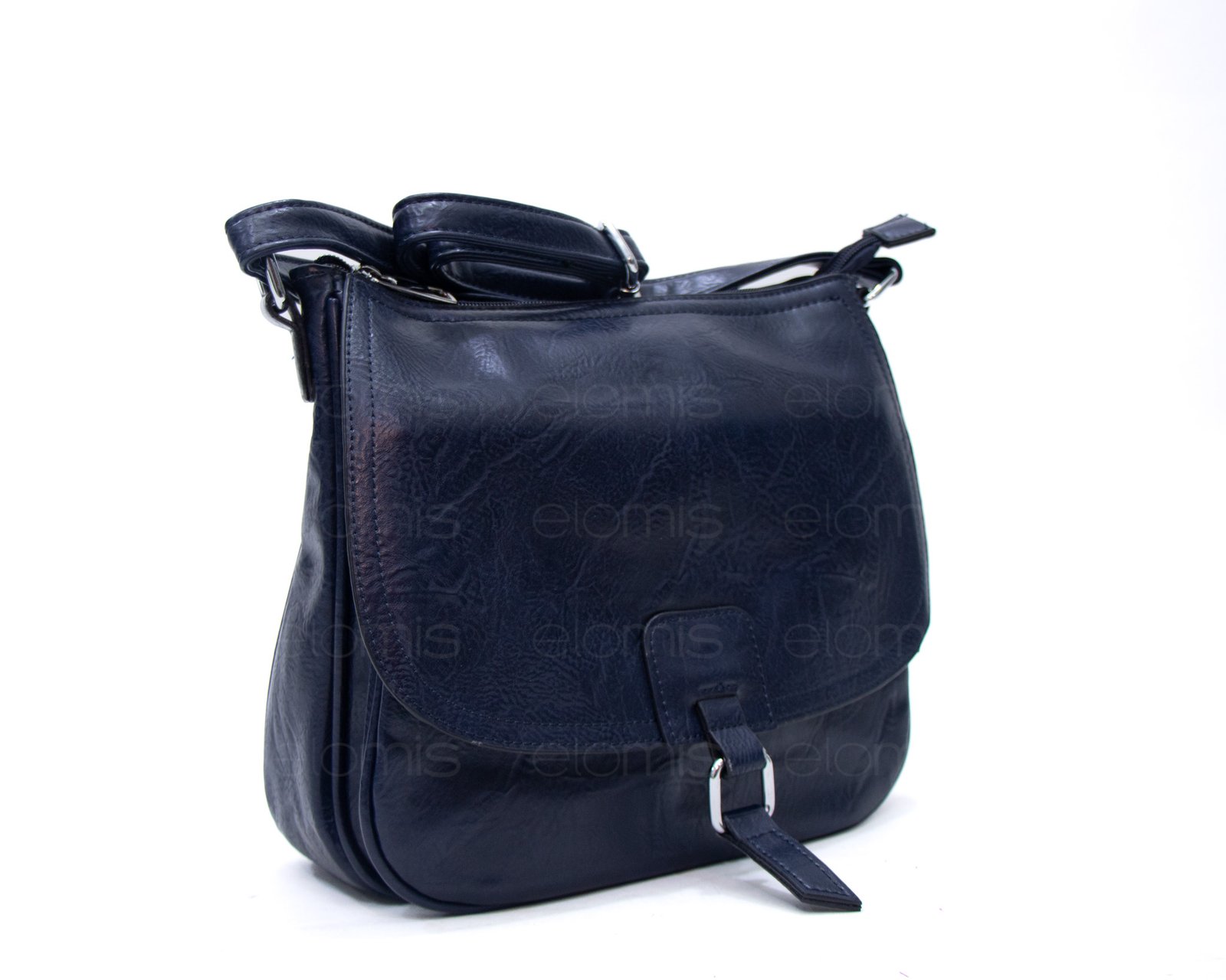 Sac bandoulière "Détails Argenté" effet vintage avec boucle - Bleu foncé – Image 2