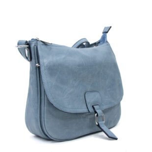 Alternative view of Sac bandoulière "Détails Argenté"  effet vintage avec boucle - Bleu pastel