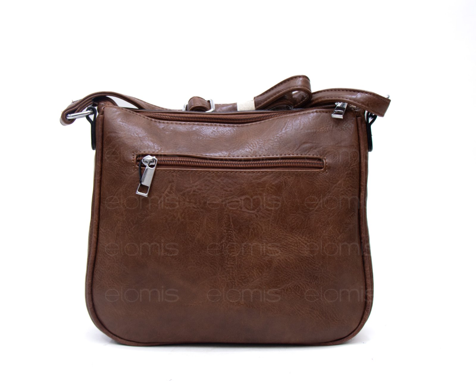 Sac bandoulière "Détails Argenté" effet vintage avec boucle - Marron foncé – Image 6