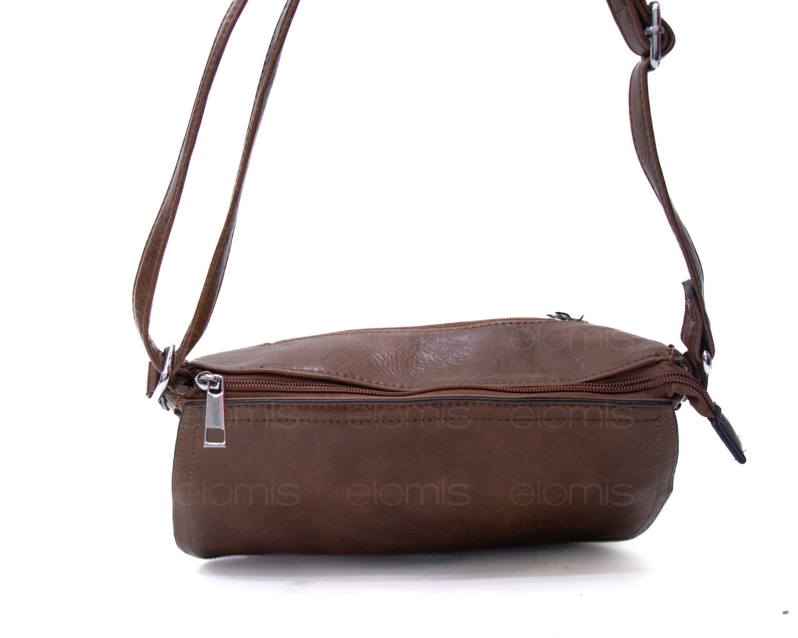 Sac bandoulière "Détails Argenté" effet vintage avec boucle - Marron foncé – Image 8