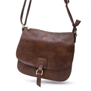 Alternative view of Sac bandoulière "Détails Doré"  effet vintage avec boucle - Marron foncé