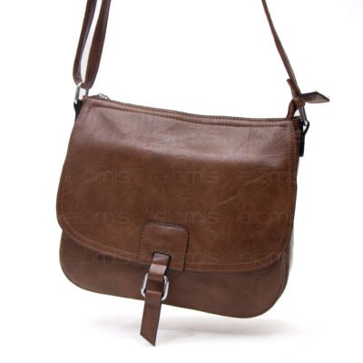Alternative view of Sac bandoulière "Détails Argenté"  effet vintage avec boucle - Marron foncé