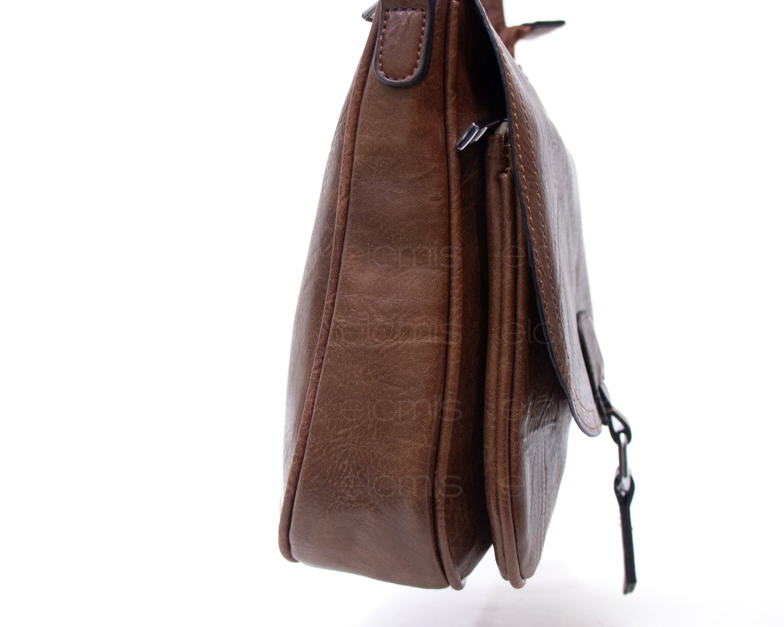 Sac bandoulière "Détails Argenté" effet vintage avec boucle - Marron foncé – Image 5