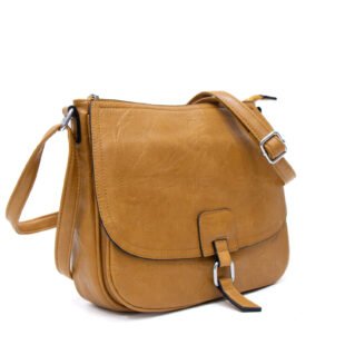 Alternative view of Sac bandoulière "Détails Argenté"  effet vintage avec boucle - Moutarde