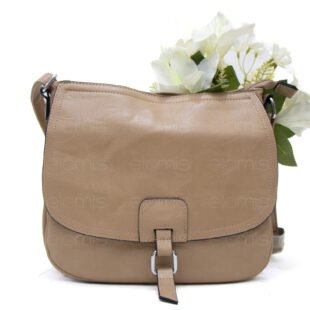 Sac bandoulière "Détails Argenté"  effet vintage avec boucle - Taupe