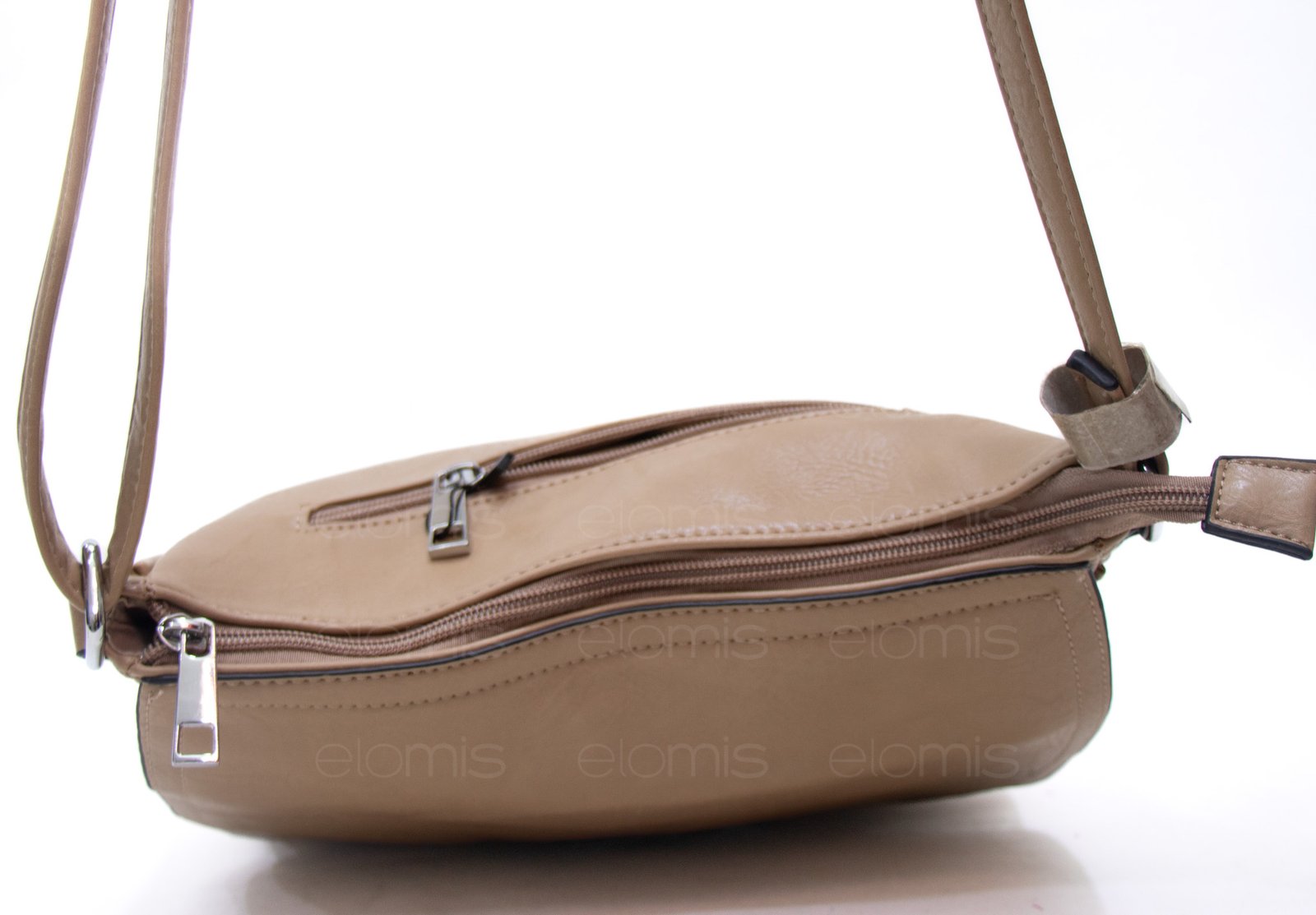 Sac bandoulière "Détails Argenté" effet vintage avec boucle - Taupe – Image 6