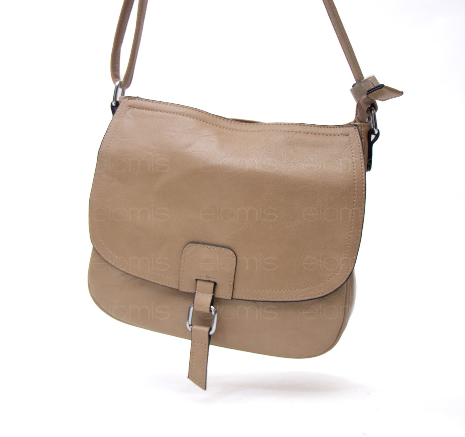 Sac bandoulière "Détails Argenté" effet vintage avec boucle - Taupe – Image 2