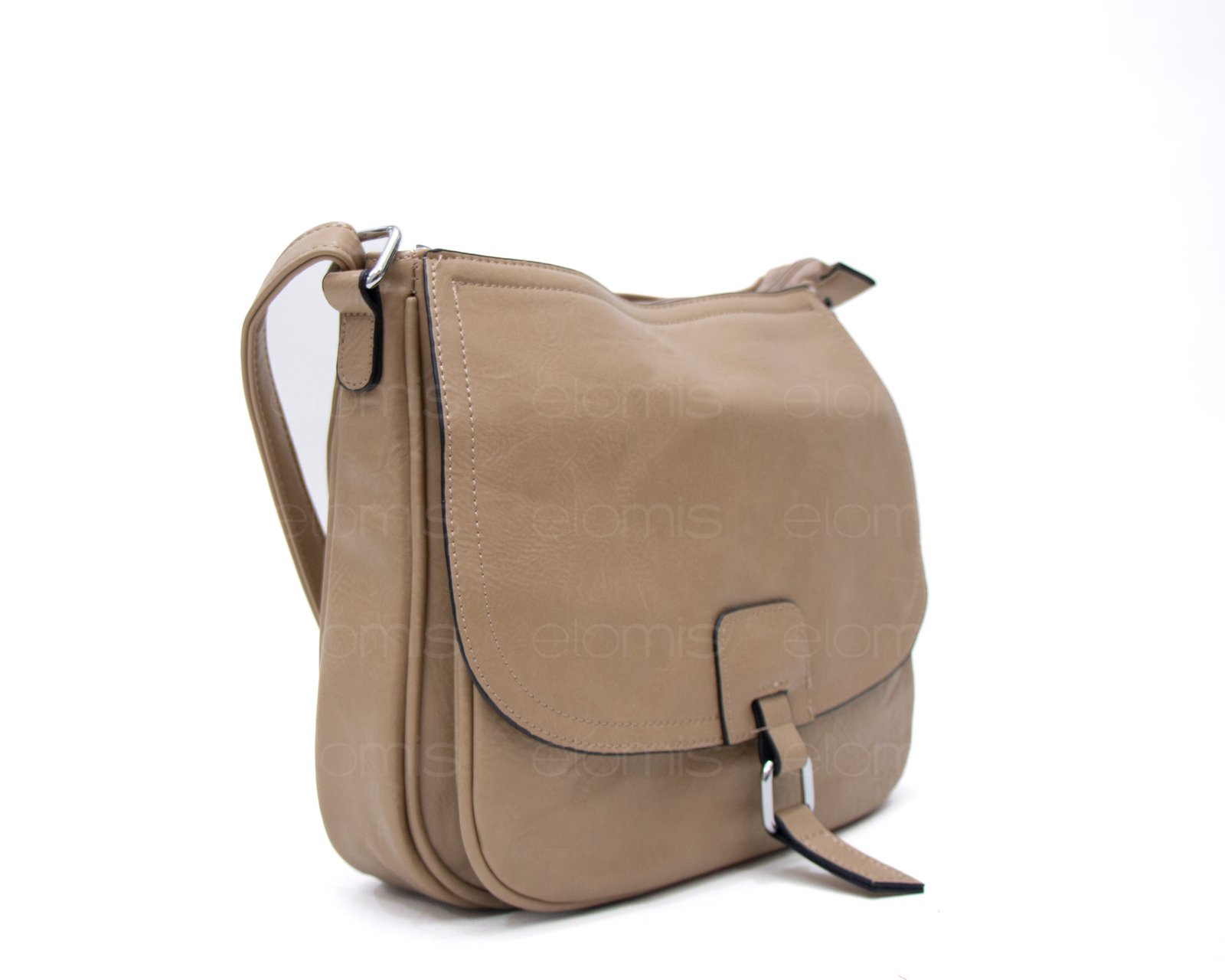 Sac bandoulière "Détails Argenté" effet vintage avec boucle - Taupe – Image 3