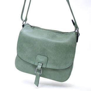 Alternative view of Sac bandoulière "Détails Argenté"  effet vintage avec boucle - Vert Pastel