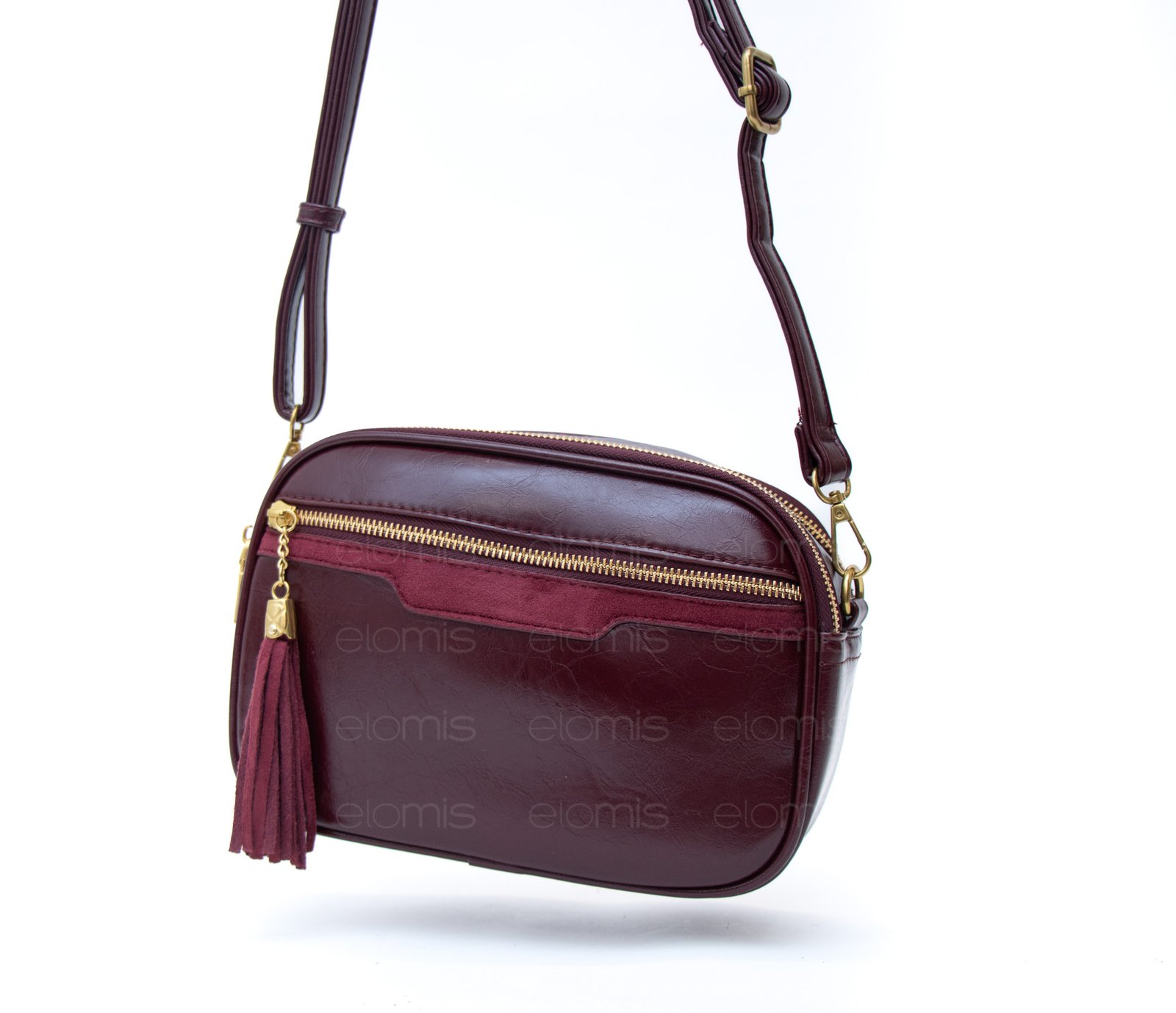 sac bandoulière à 4 compartiments verni / finitions doré – Image 7