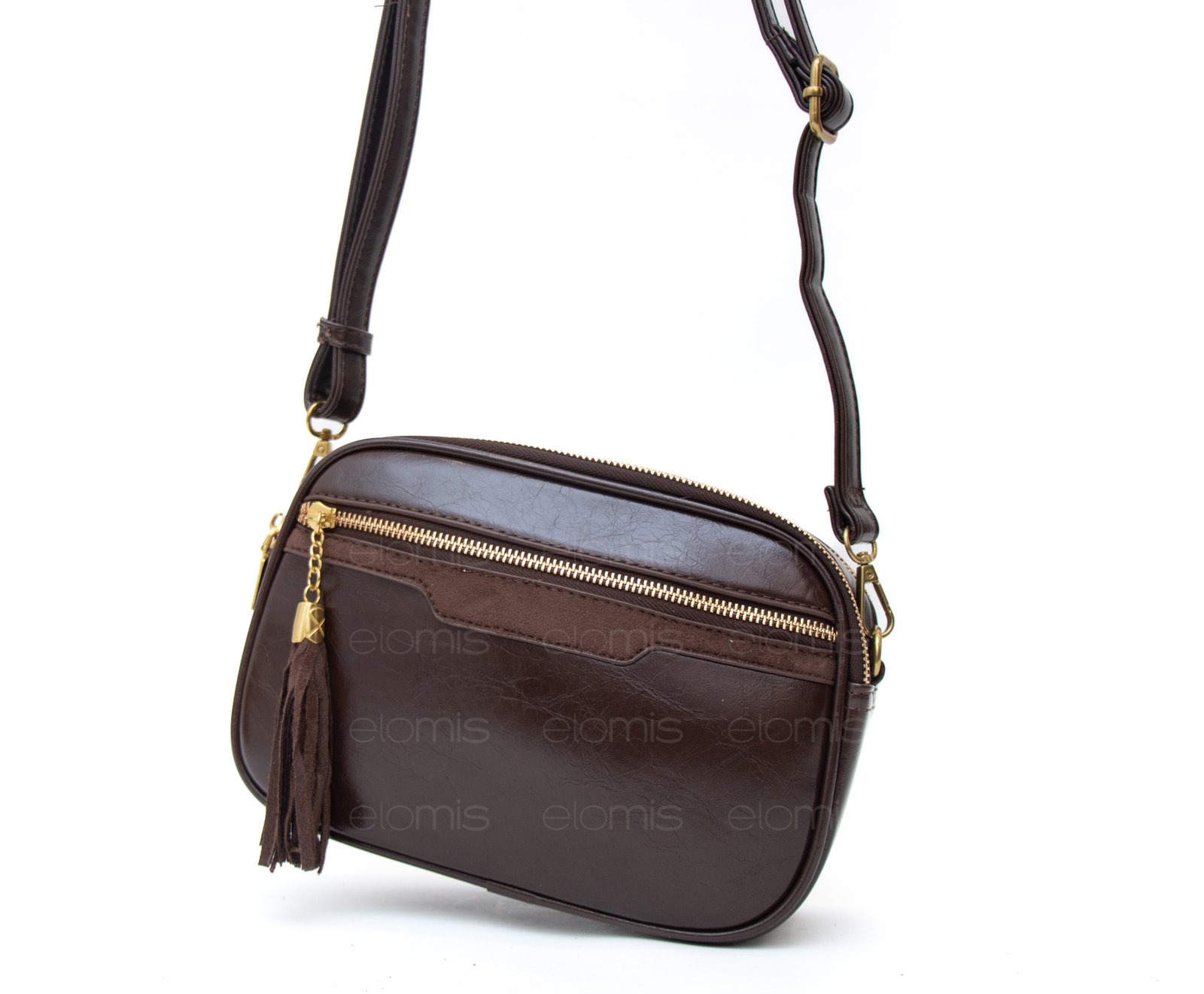 sac bandoulière à 4 compartiments verni / finitions doré – Image 6