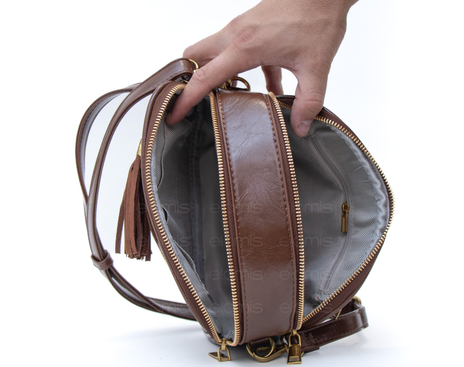 sac bandoulière à 4 compartiments verni / finitions doré – Image 8