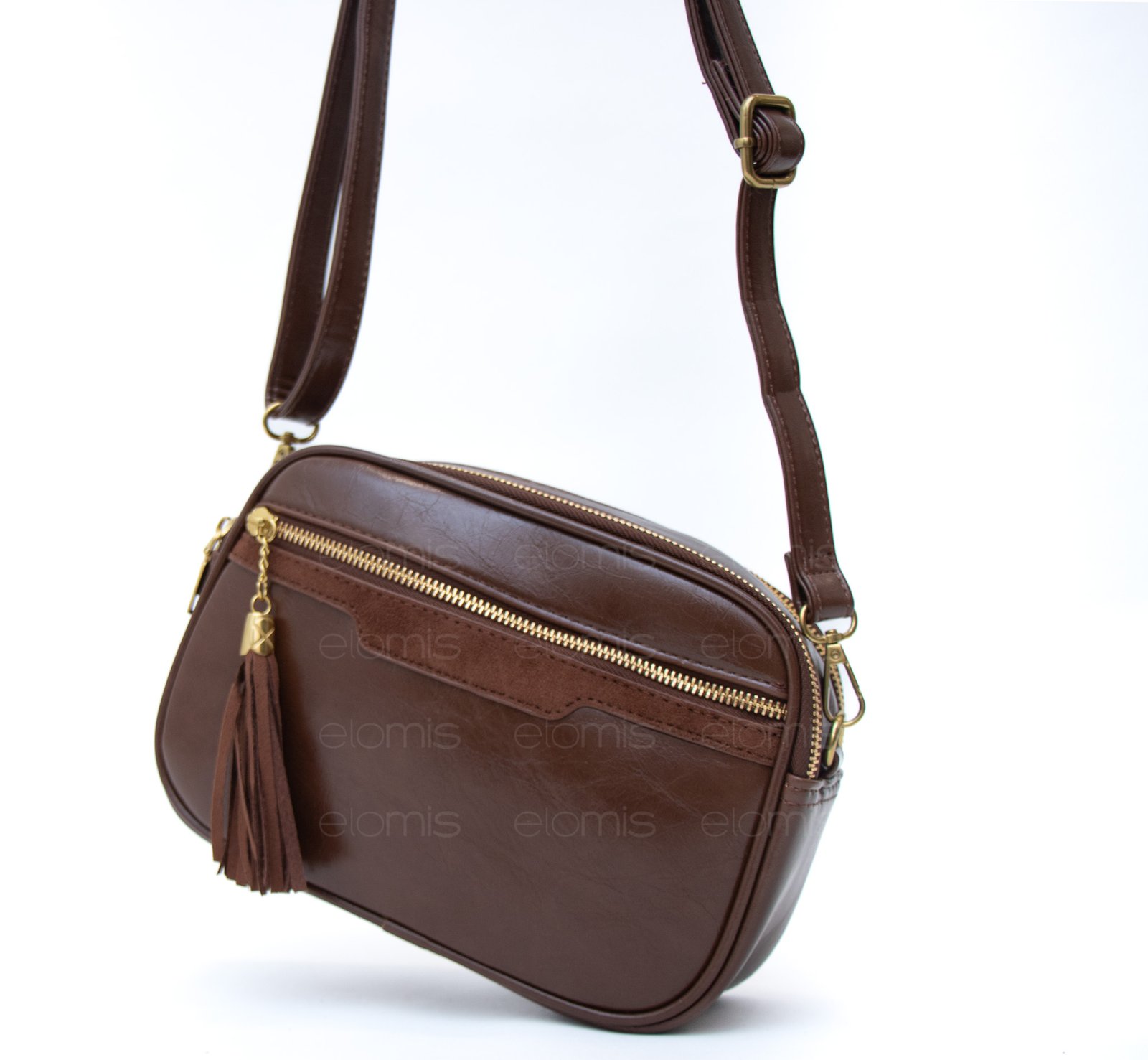 sac bandoulière à 4 compartiments verni / finitions doré – Image 5