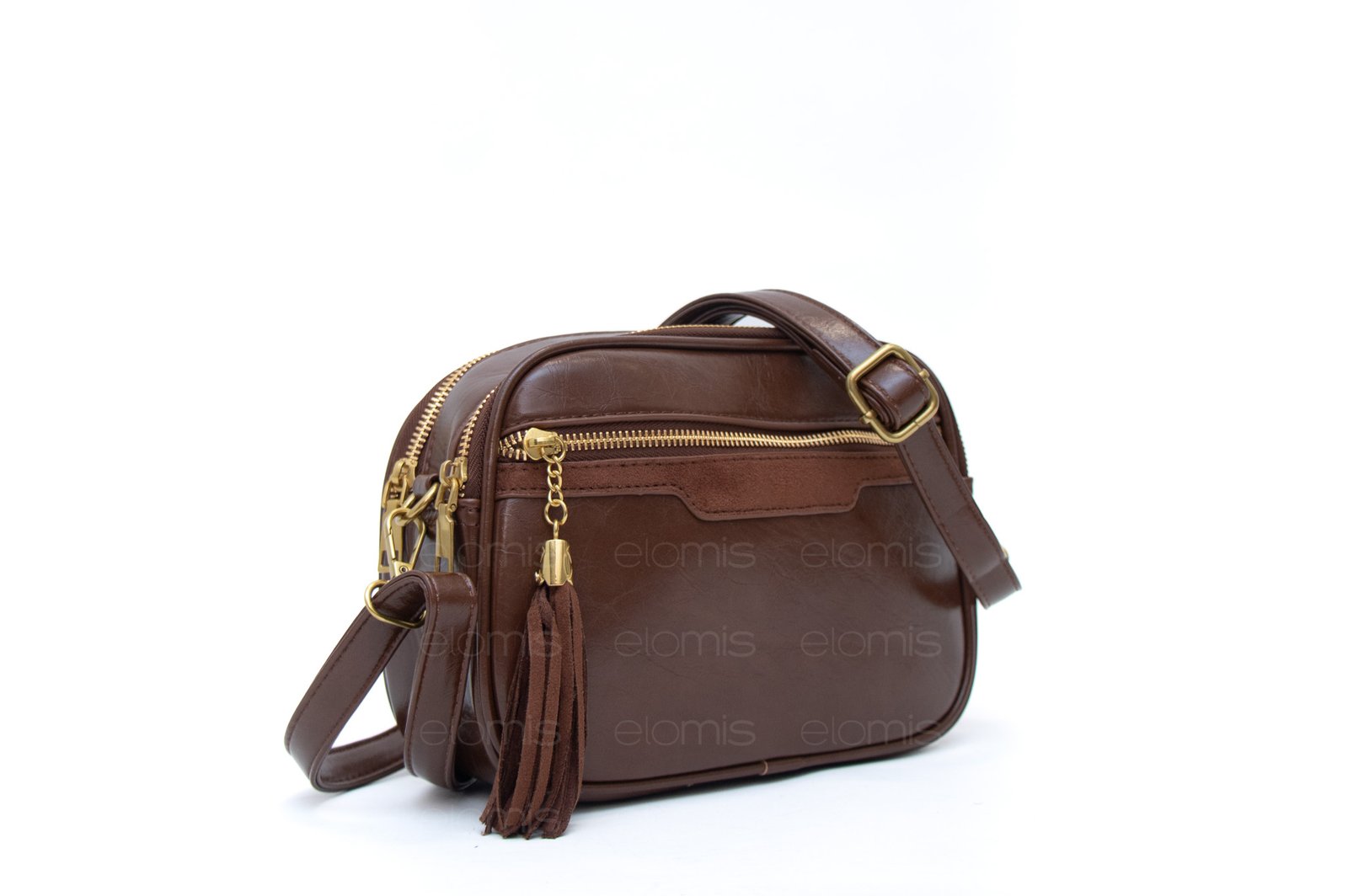 sac bandoulière à 4 compartiments verni / finitions doré – Image 1
