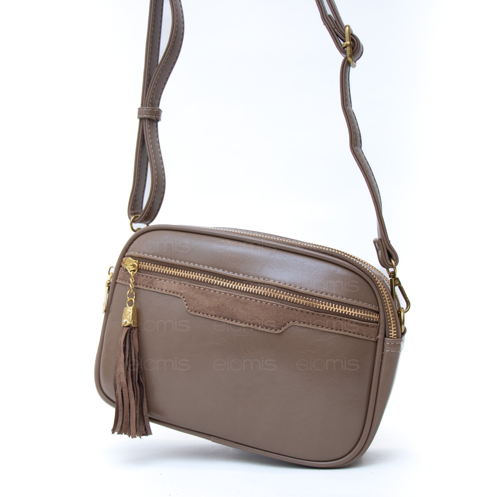 sac bandoulière à 4 compartiments verni / finitions doré – Image 3