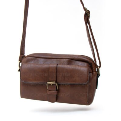 Alternative view of sac bandoulière à 3 compartiments vintage avec boucle