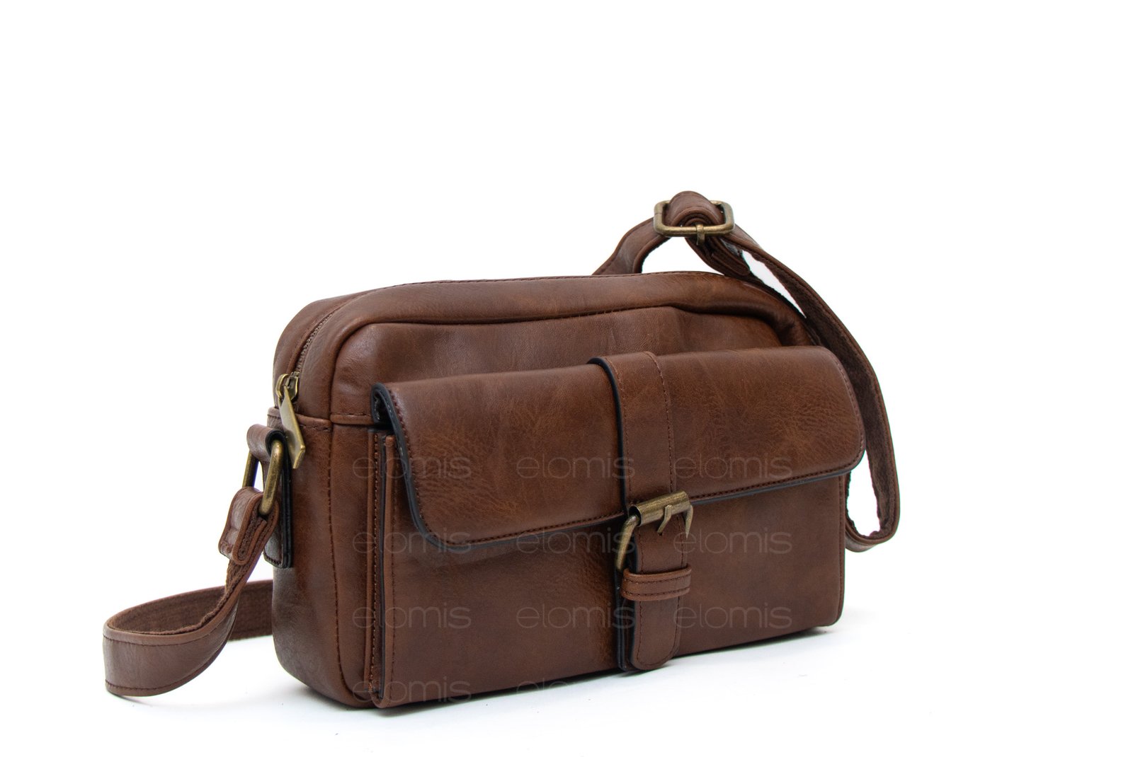 sac bandoulière à 3 compartiments vintage avec boucle – Image 1