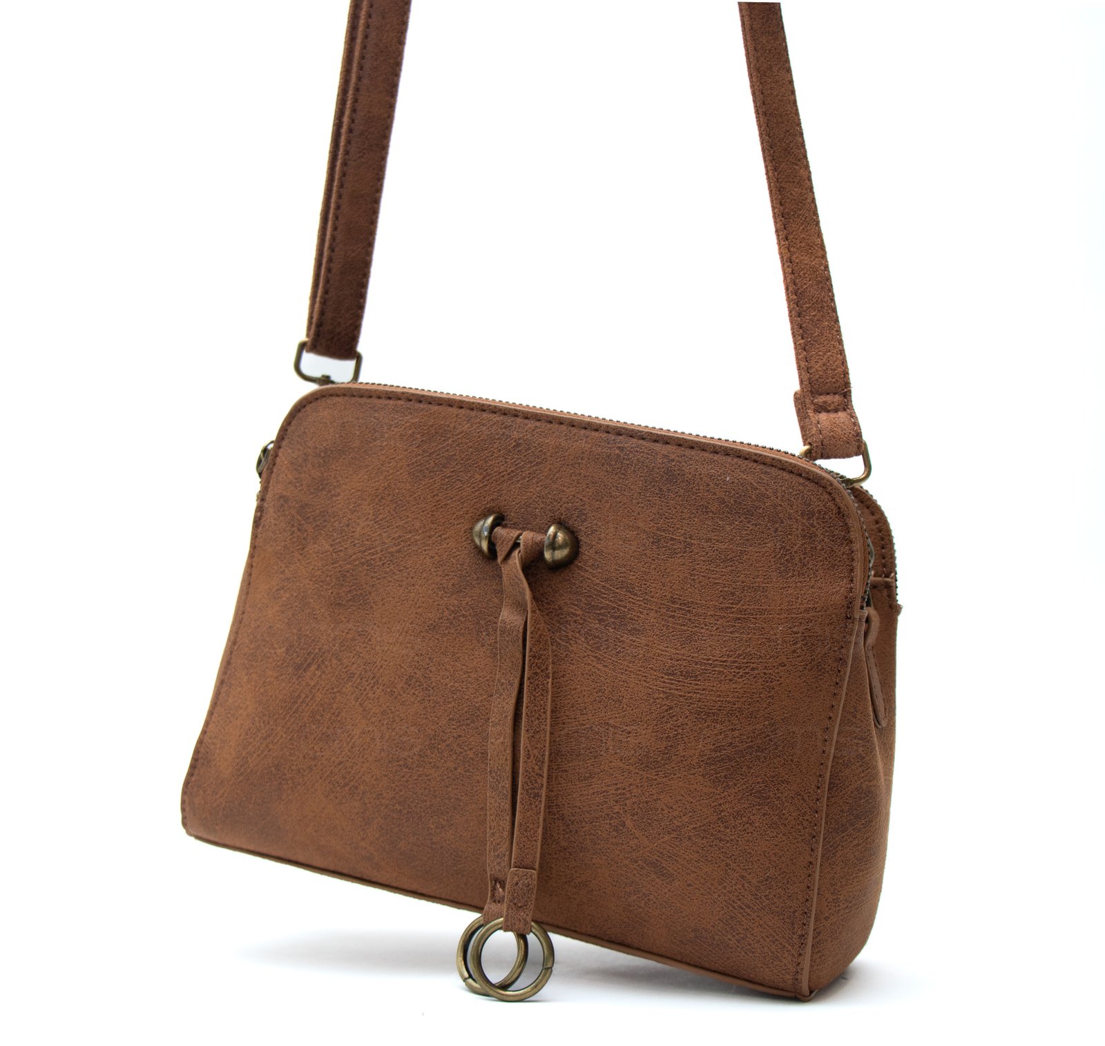Petit sac bandoulière à 3 compartiments séparés en daim – Image 6