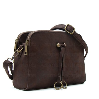 Petit sac bandoulière à 3 compartiments séparés en daim