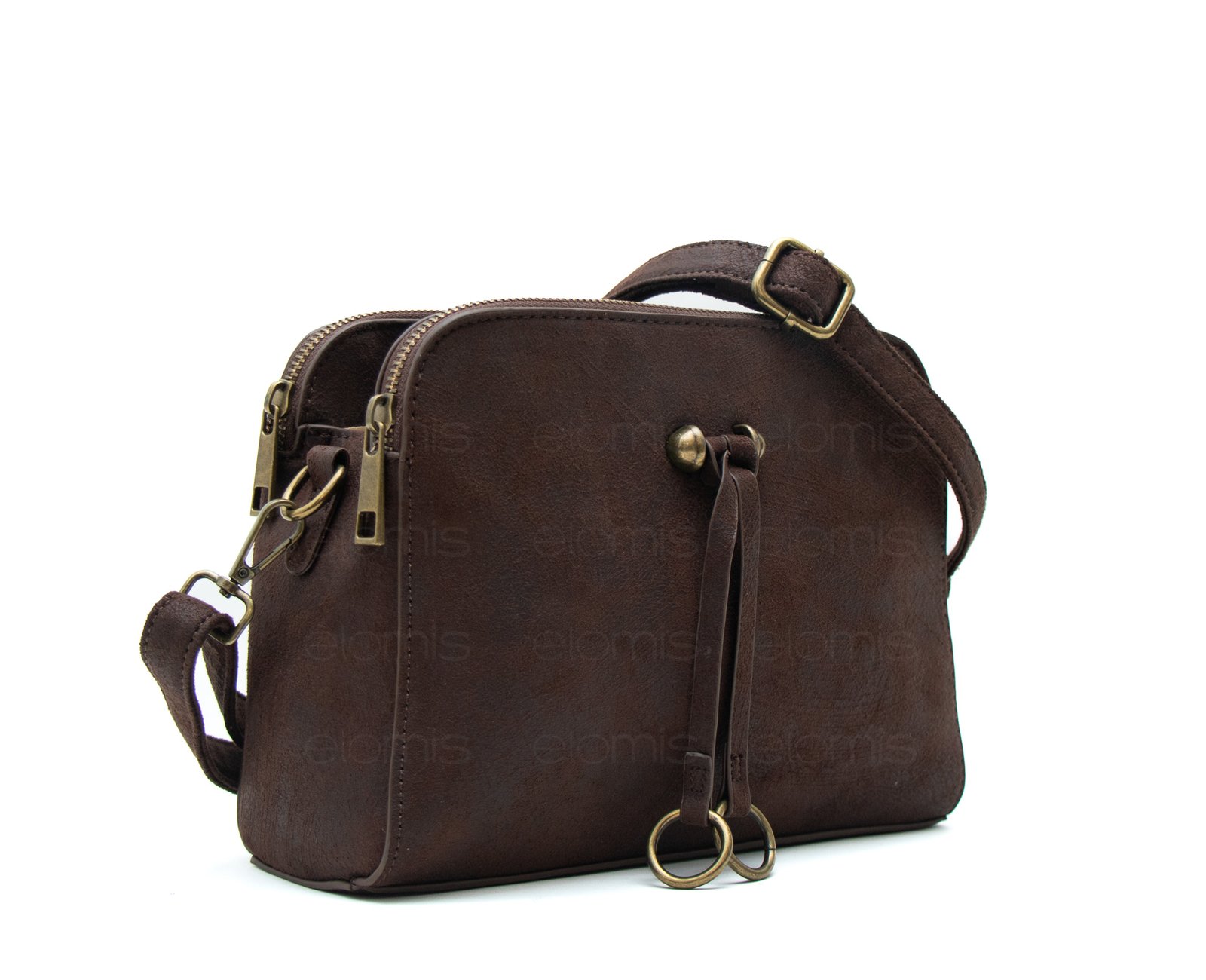 Petit sac bandoulière à 3 compartiments séparés en daim – Image 1