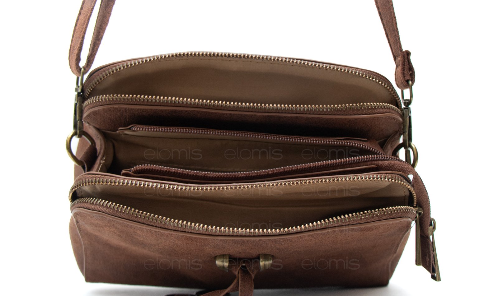 Petit sac bandoulière à 3 compartiments séparés en daim – Image 16