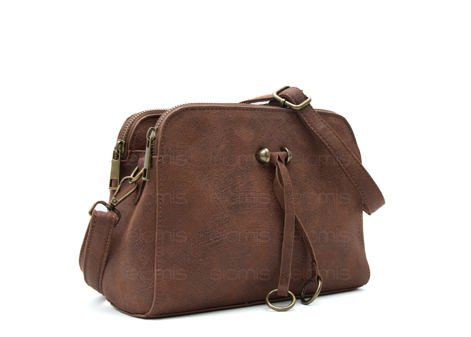 Petit sac bandoulière à 3 compartiments séparés en daim – Image 4