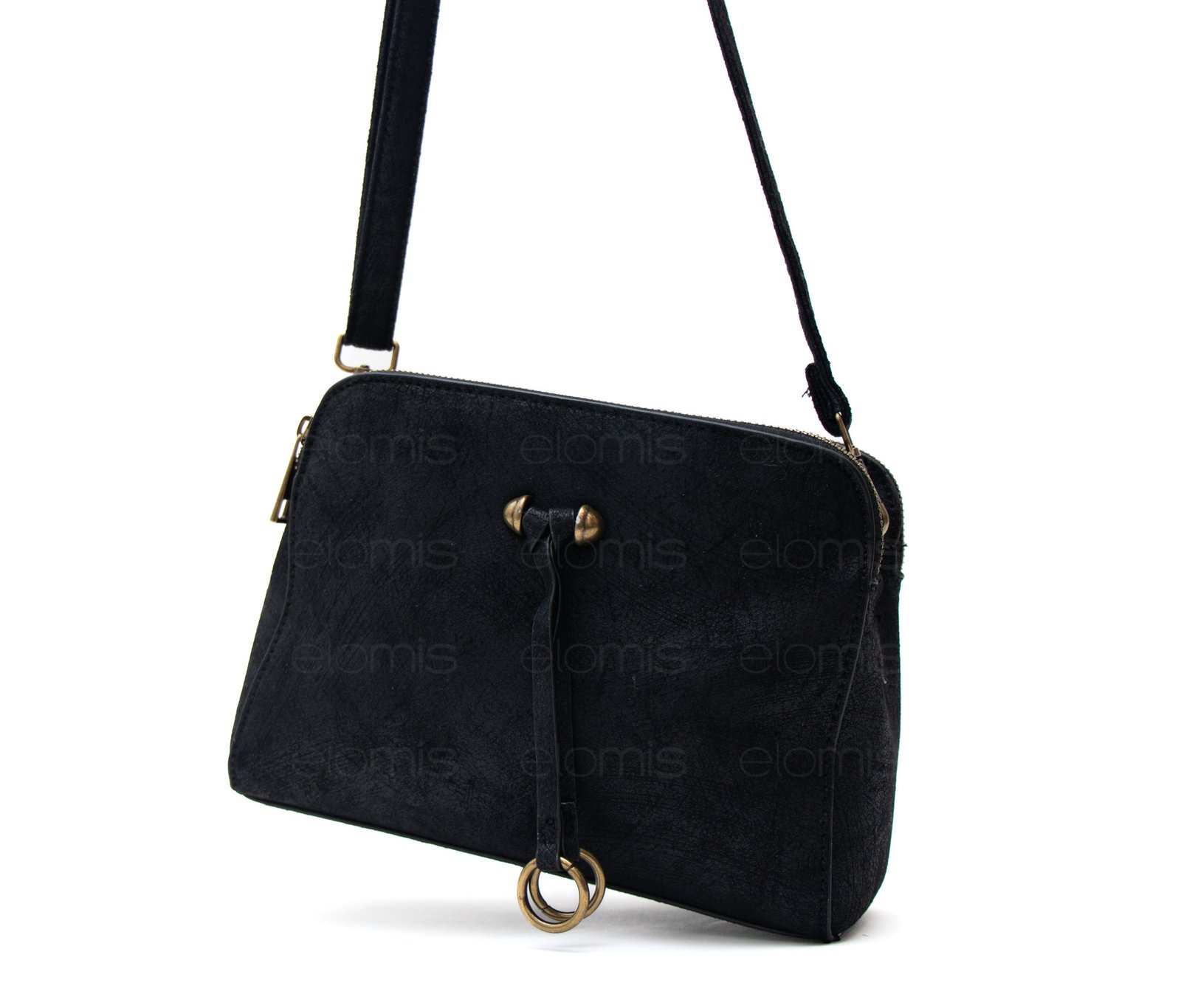Petit sac bandoulière à 3 compartiments séparés en daim – Image 3