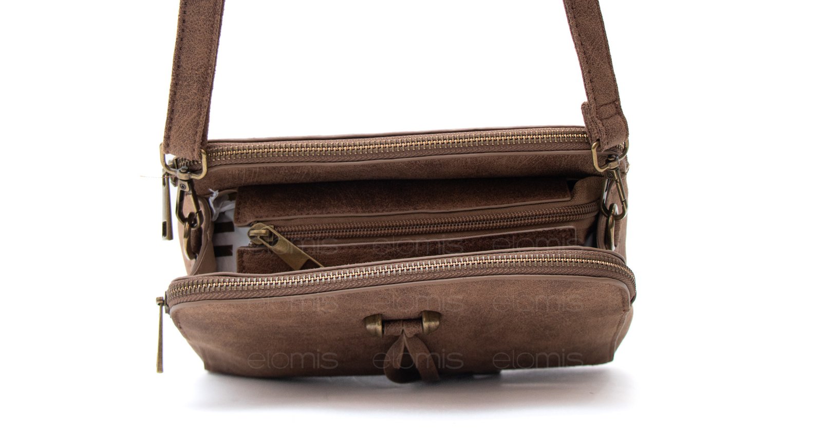 Petit sac bandoulière à 3 compartiments séparés en daim – Image 14